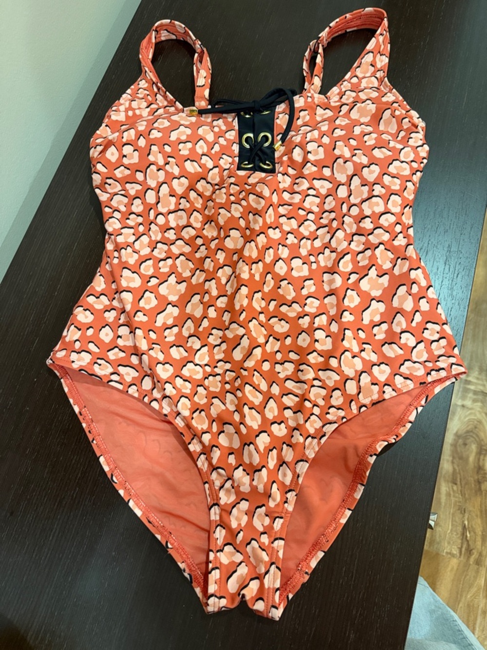 One-Piece Swimsuit in Coral Leopard Print